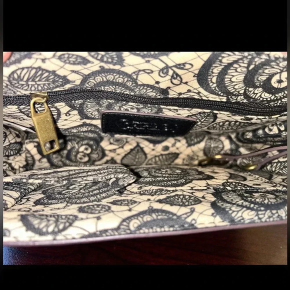 CARLOS SANTANA SERENA BLACK LEATHERETTE  ANTIQUE GOLD STUDS FLAP CROSSBODY BAG - Picture 8 of 9